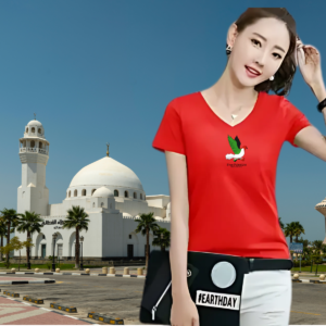 Short-Sleeve V-Neck T-Shirt 'Wings of Courage'