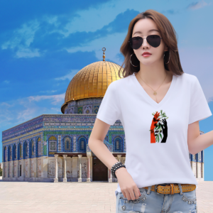 Short-Sleeve V-Neck T-Shirt 'Hand in Hand for Peace'