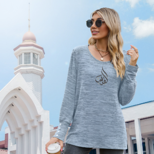 Long-Sleeve T-Shirt with Button 'Sacred Calligraphy'