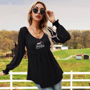 Puff Sleeve V-Neck Blouse 'Soaring to Freedom'