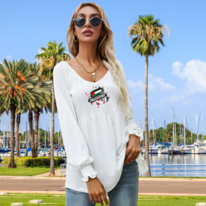 Puff Sleeve V-Neck Blouse 'Paint of Resistance'