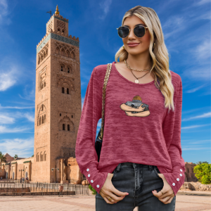 Long-Sleeve T-Shirt with Button 'Protective Force'