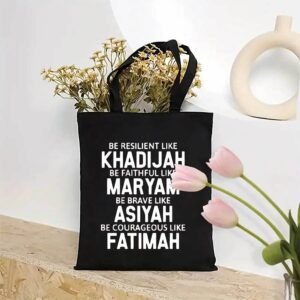 Inspirational Muslim Women Tote Bag – Be Like Khadijah, Maryam, Asiyah, Fatimah