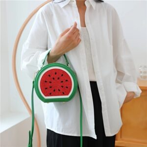 Watermelon Slice Shoulder Bag – Y2K Style, Adjustable Strap, Vibrant Red & Green