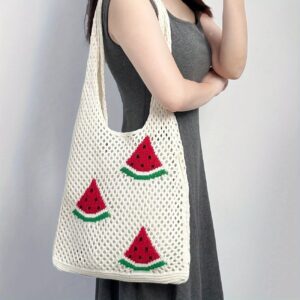 Crochet Mesh Watermelon Bag – Lightweight Y2K Summer Shoulder Tote, No Closure