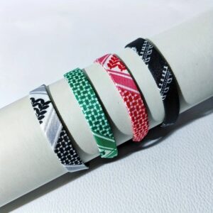 Set of 4 Keffiyeh Woven Bracelets – Adjustable, Ethnic Style, Unisex